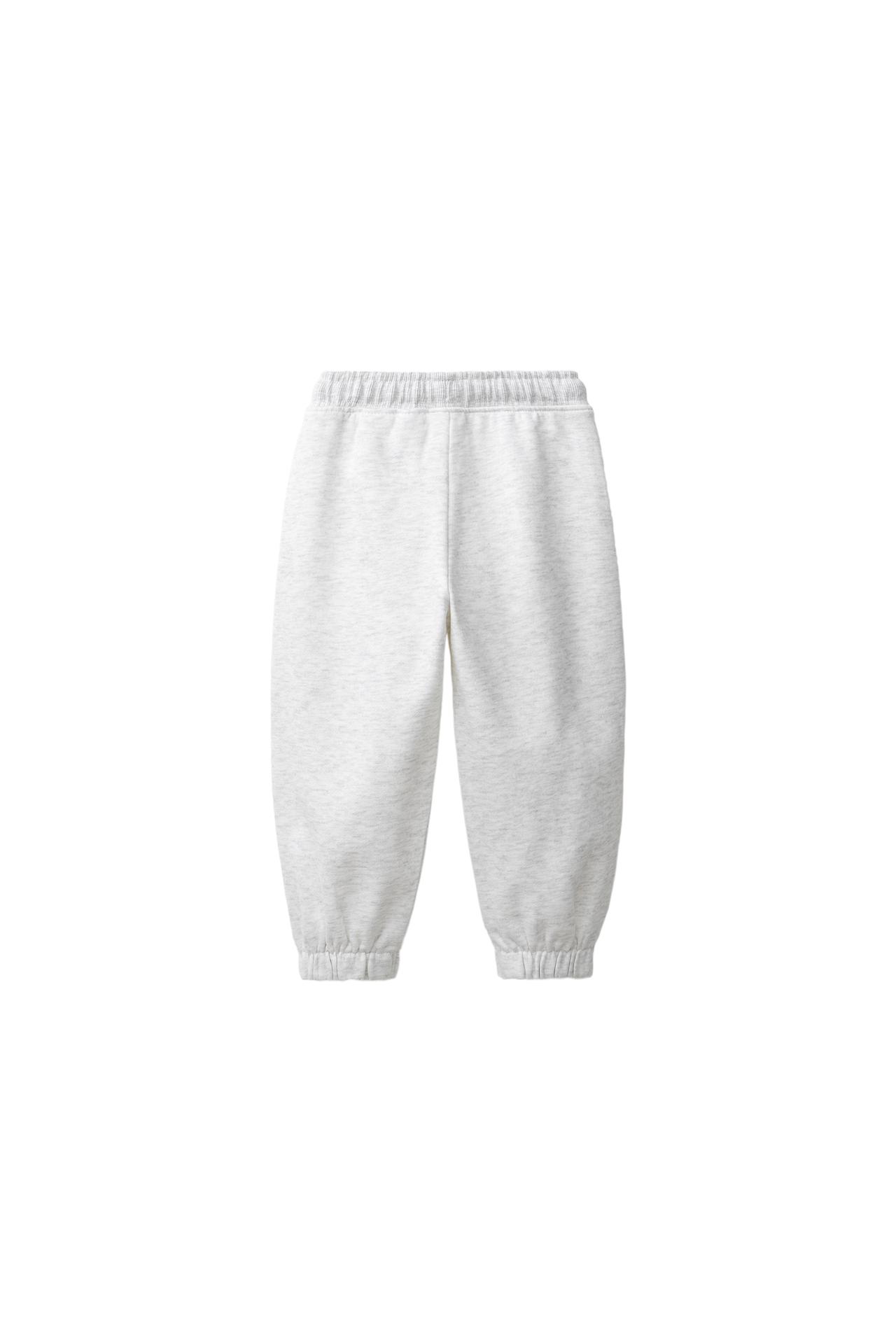 DAISY EMBROIDERED PLUSH PANTS — Gray marl