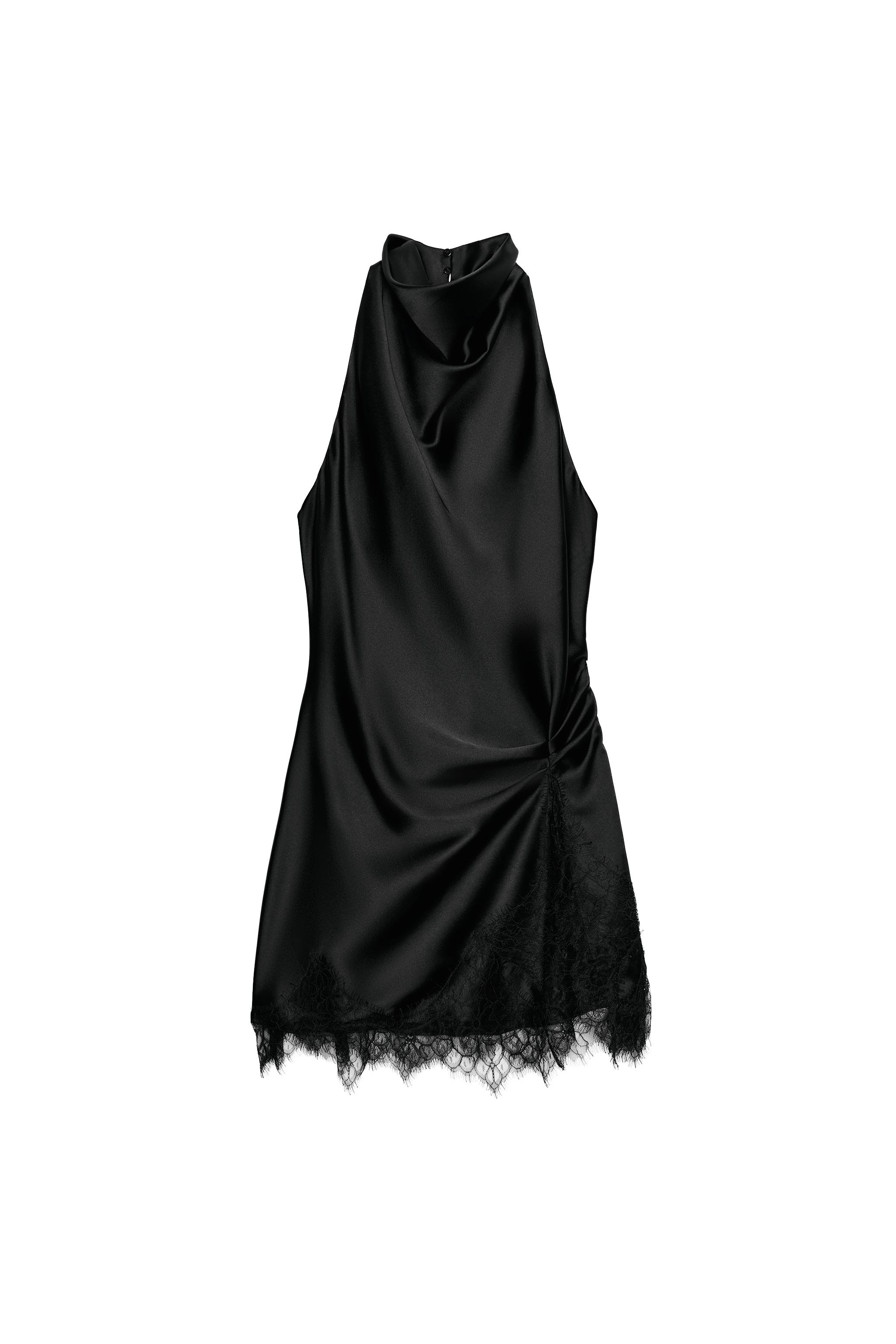 VESTIDO MINI SATINADO ENCAJE