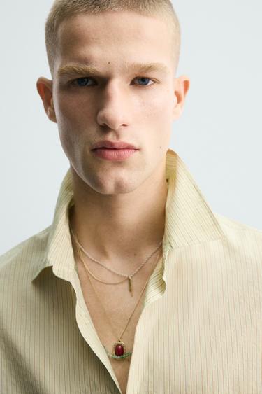 STRIPED FLOWING SHIRT - Sage Green by Zara - Image 4