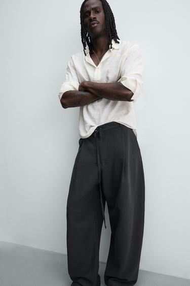 BALLOON FIT TROUSERS WITH PLEATS AND BELT - Black by Zara - Image 4