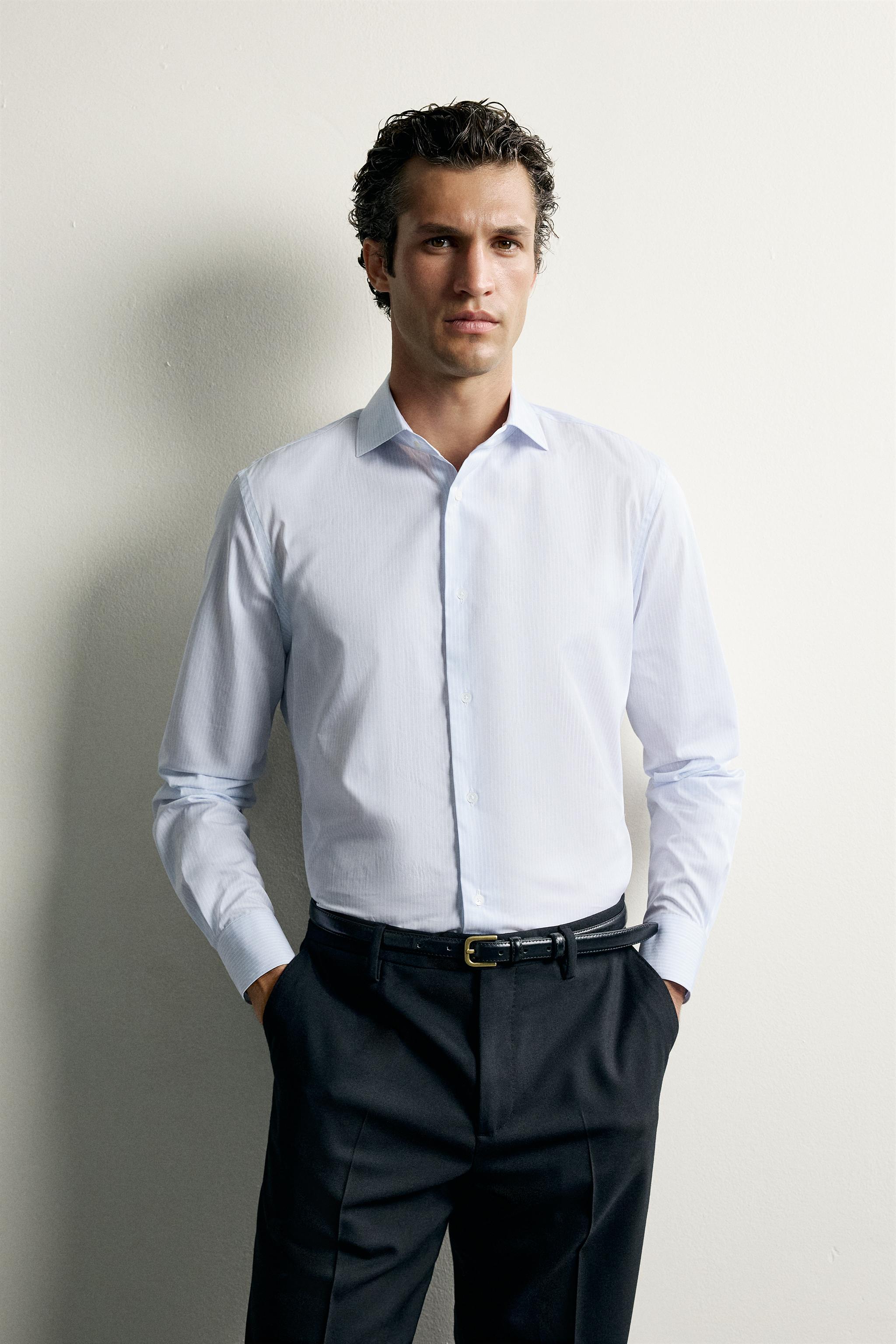 STRIPED SLIM FIT SHIRT — Striped