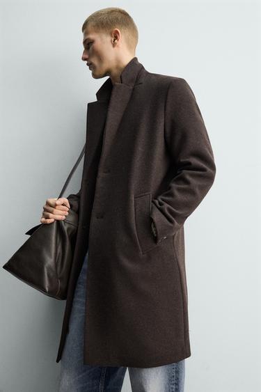 MANTEAU REGULAR FIT AVEC LAINE - Marron de Zara - Image 4