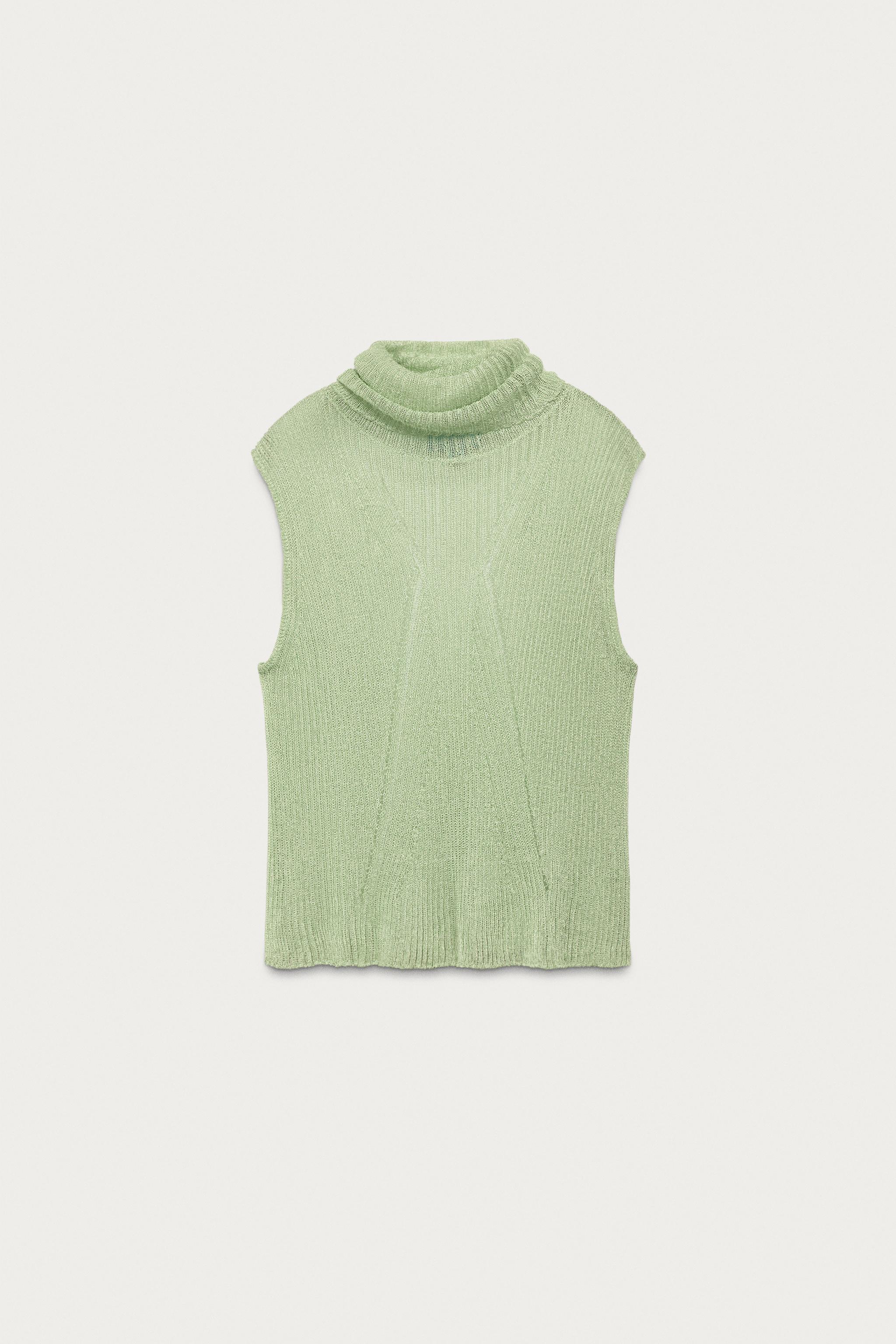 MARISA BERENSON X ZARA METALLIC THREAD KNIT TOP — Sea green