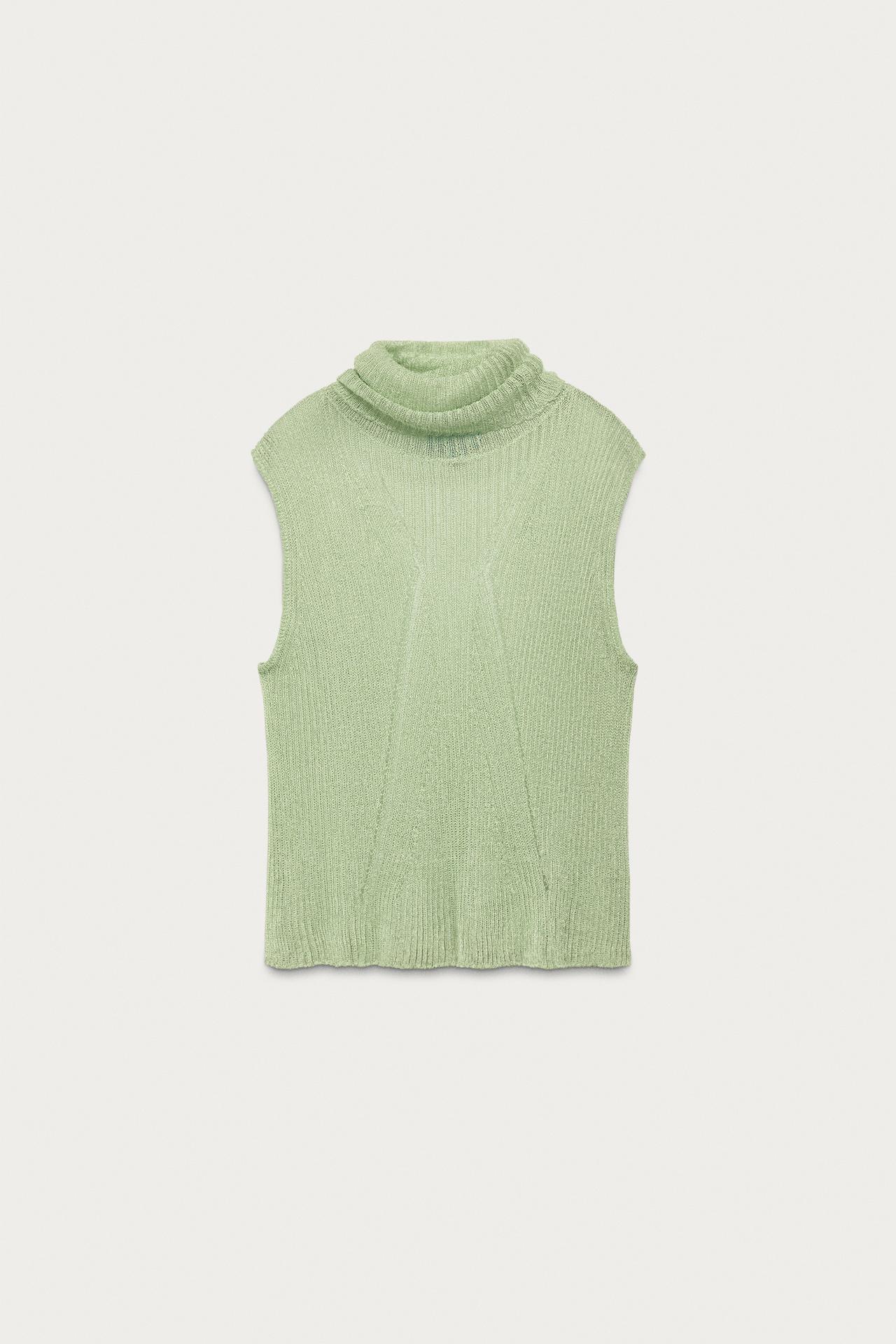 MARISA BERENSON X ZARA METALLIC THREAD KNIT TOP — Sea green