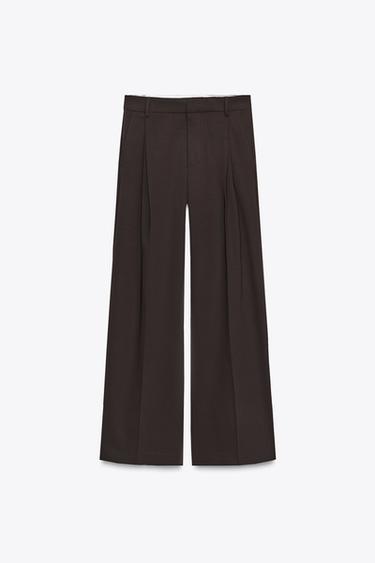 CALÇA PREGA DUPLA - Marrom-chocolate da Zara