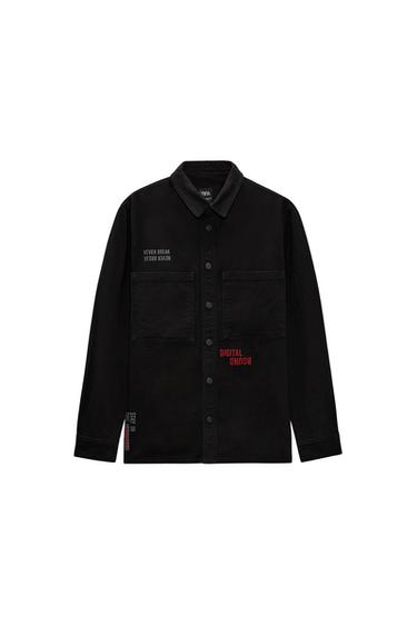 OVERSHIRT WITH SLOGAN PRINT