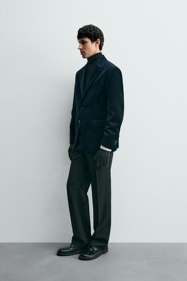 BLAZER REGULAR FIT EN VELOURS - Bleu marine de Zara - Image 3