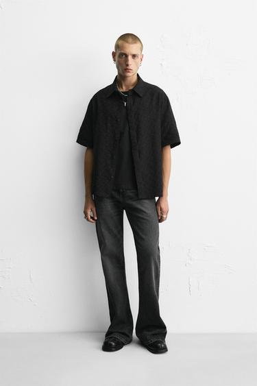 CAMICIA JACQUARD GEOMETRICO - Nero di Zara