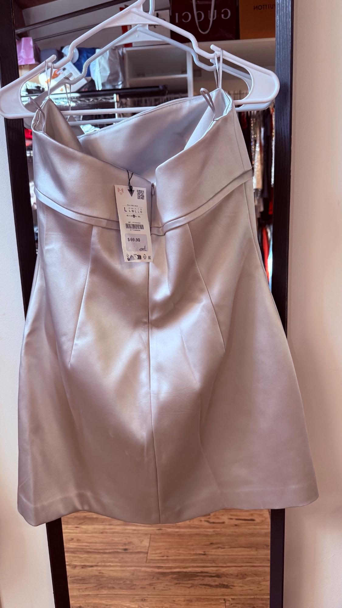 STRAPLESS SATIN DRESS WITH BOW - Image 3