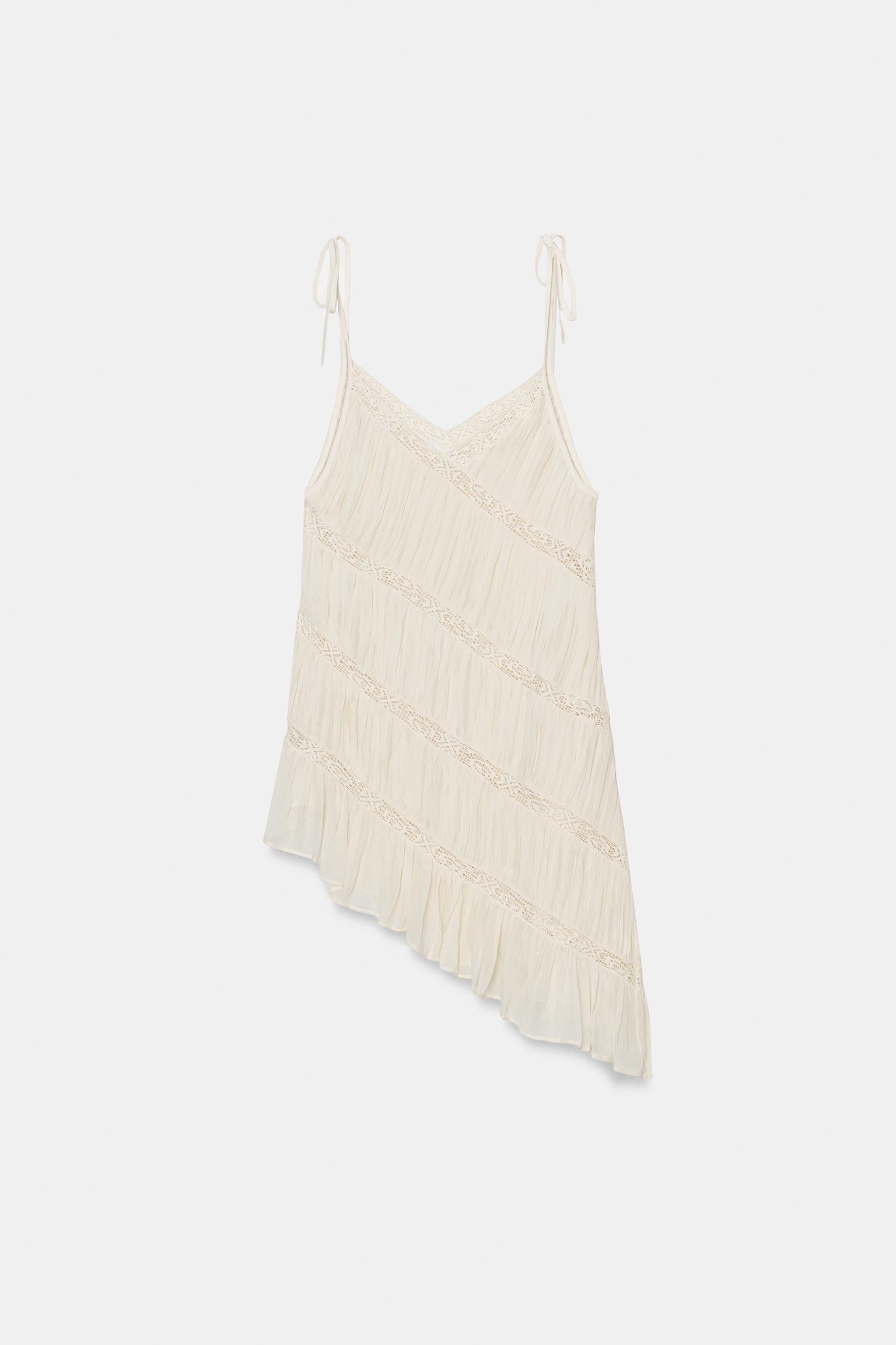 ZW COLLECTION ASYMMETRIC PLEATED TOP - Ecru | ZARA United States