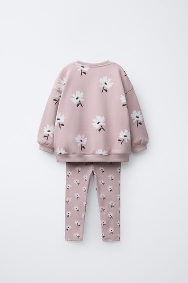 PRINTED RIB SWEATSHIRT AND JOGGERS SET - Lilac by Zara - Image 1