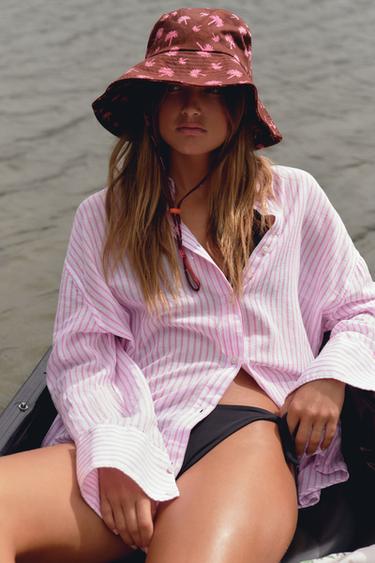 PALM TREE BUCKET HAT - Brown by Zara