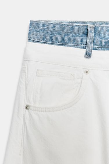 TRF DOUBLE WAISTBAND STRAIGHT-LEG JEANS - White by Zara - Image 9