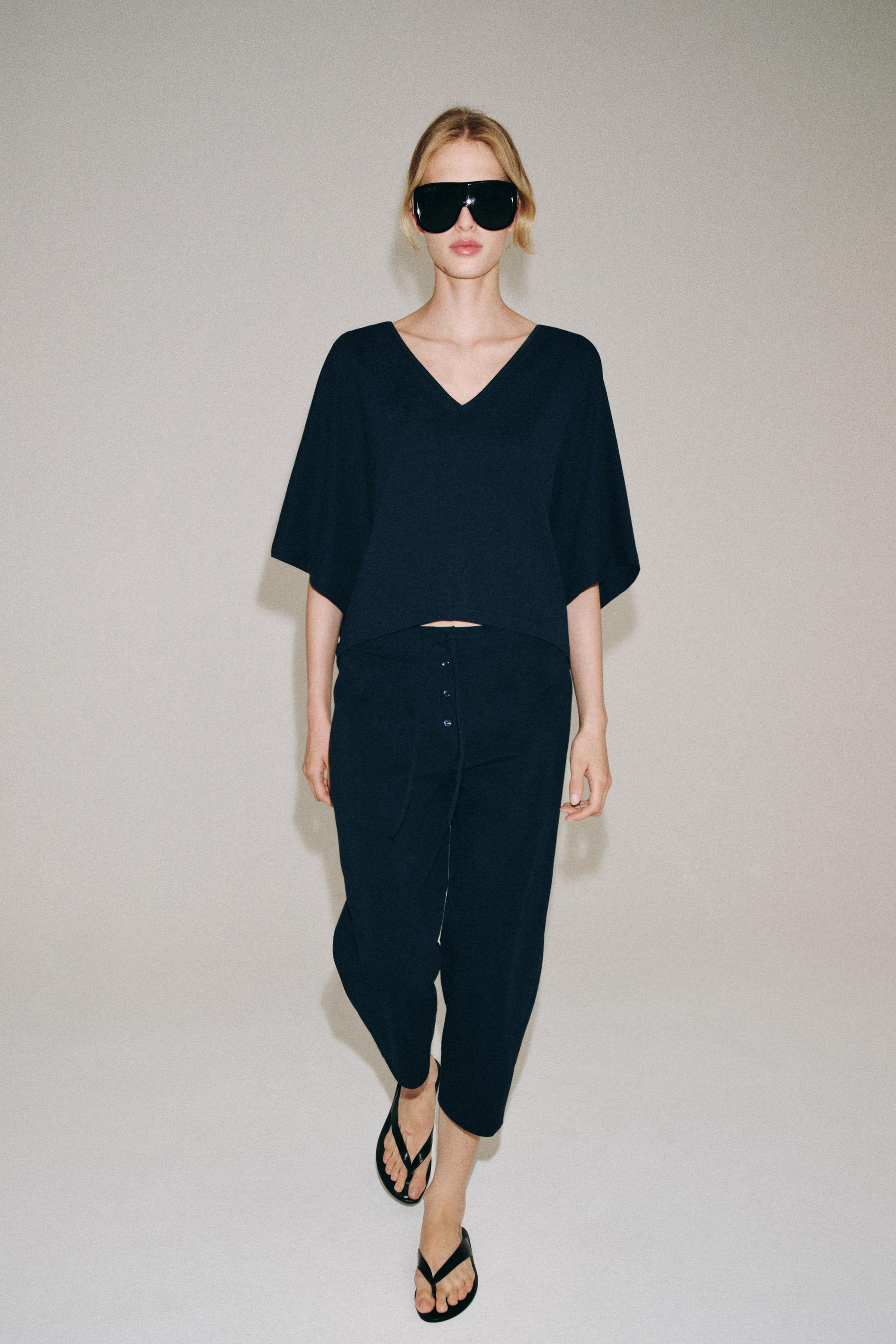 Zara INTERLOCK CARROT FIT PANTOLON görsel 4