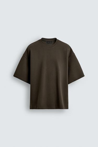 Zara TEXTURED RELAXED FIT SWEATSHIRT - Brown