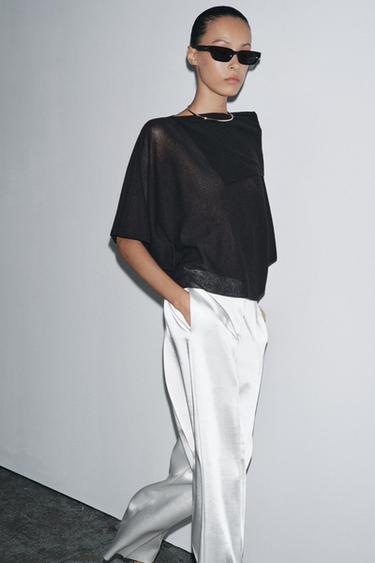 PLAIN KNIT SHORT SLEEVE JUMPER - Black by Zara