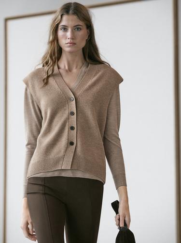 Zara Knit wool blend V-neck vest - Mink