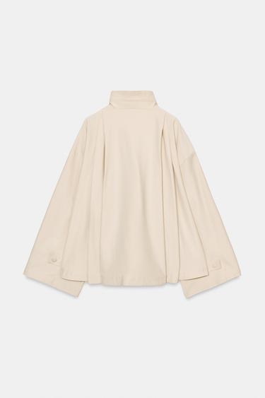 FLUID HIGH NECK JACKET - Dark beige by Zara