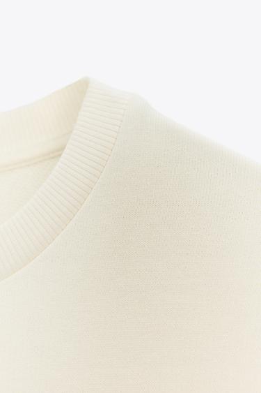 RUSTIC SHORT SLEEVE SWEATSHIRT - Ecru by Zara - Image 6