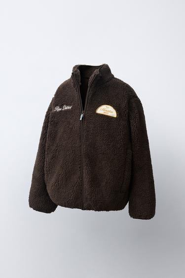 FAUX SHEARLING PATCHES JACKET - Brown by Zara