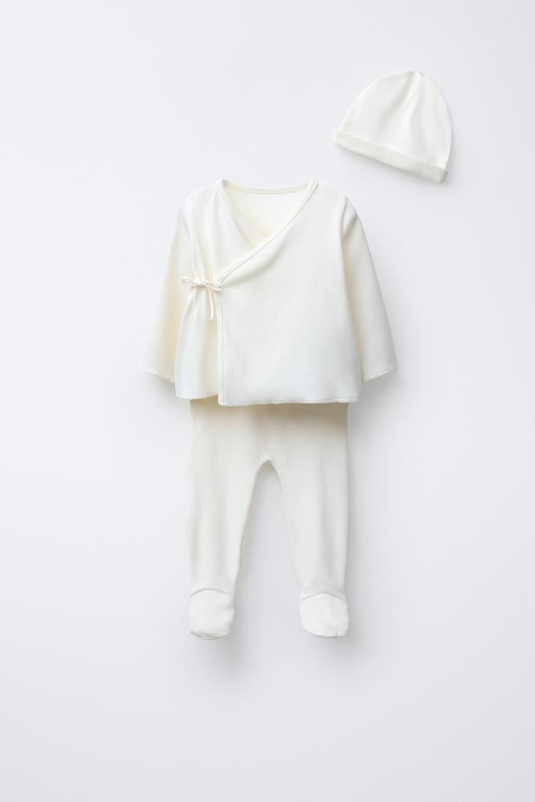 SET PRIMA NASCITA E SACCHETTO Bianco sporco ZARA Italia Italy