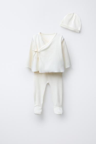 FIRST OUTFIT SET AND POUCH - Oyster-white by Zara