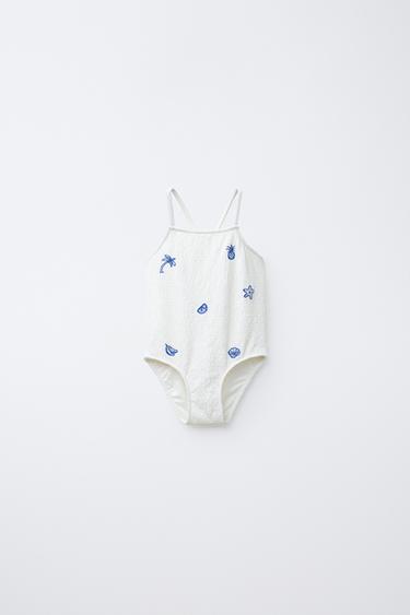 2-6 AÑOS/ BAÑADOR TEXTURA BORDADOS - Crudo de Zara - Imagen 0