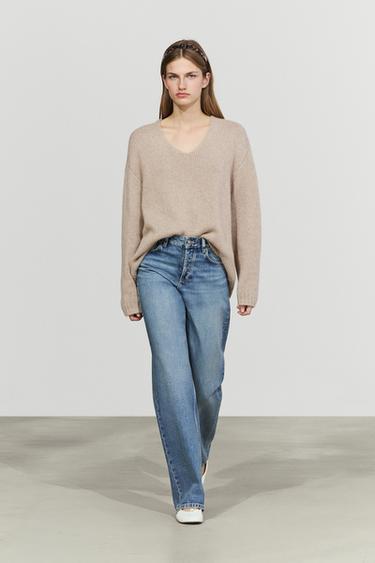 Pull à col en V 100 % cachemire - Vison de Zara - Image 0