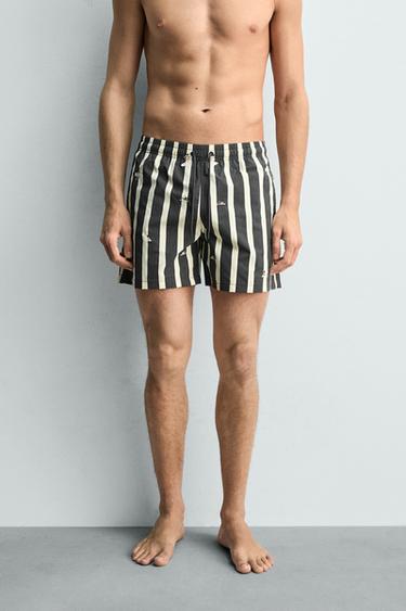 MAILLOT DE BAIN MI-LONG BRODERIES - Gris de Zara - Image 1