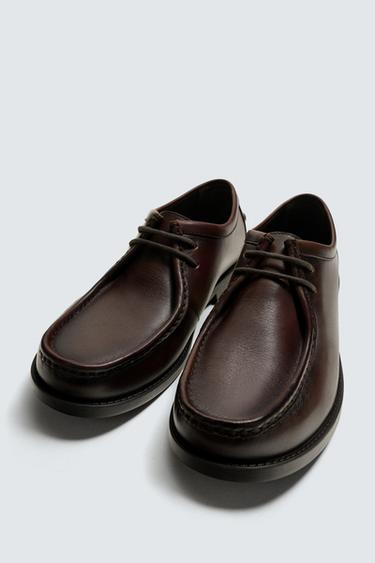 CHAUSSURES EN CUIR À BORD LARGE - Bordeaux de Zara - Image 1