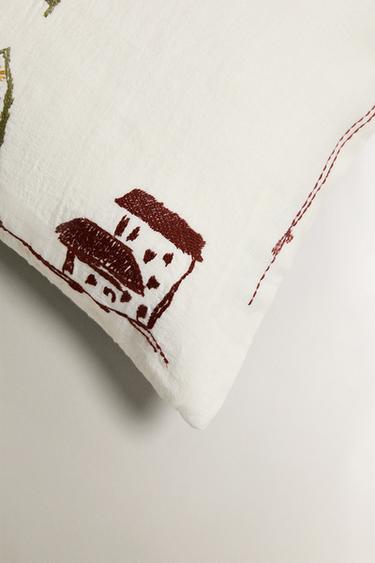 HOUSSE DE COUSSIN BRODERIE CÔTE - Beige clair de Zara - Image 1