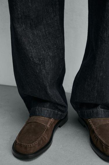 MOKASINË LËKURE SHIRIT DEKORATIV - Kafe nga Zara