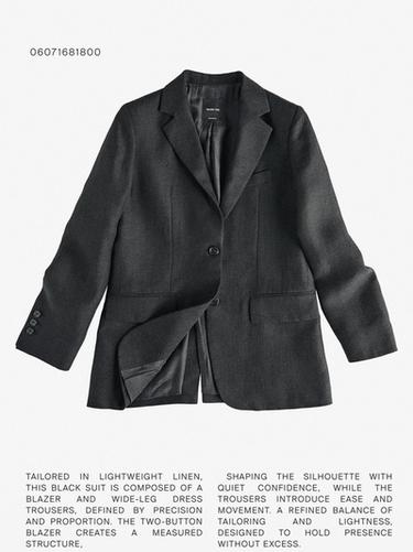 Zara Linen blazer with pockets - Black