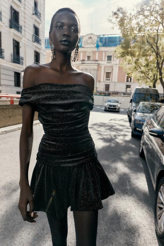 SPARKLY VELVET MINI DRESS