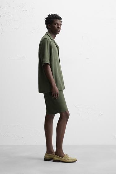 CHEMISE STRUCTURE JACQUARD - Kaki de Zara - Image 3