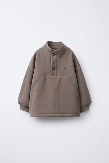 SWEATSHIRT WITH RAISED TEXT AND LOGO - Tans by Zara