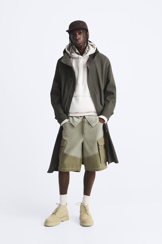 COLOUR BLOCK CARGO BERMUDA SHORTS Light khaki ZARA South Africa
