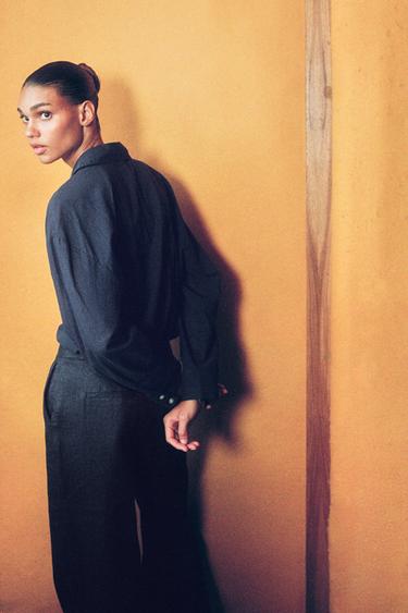 OVERSIZE COTTON SHIRT - Navy blue by Zara