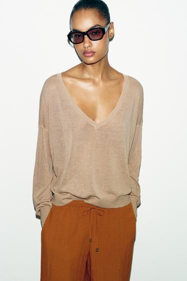 PANTALON BOUFFANT À TAILLE ÉLASTIQUE - Curry de Zara - Image 1