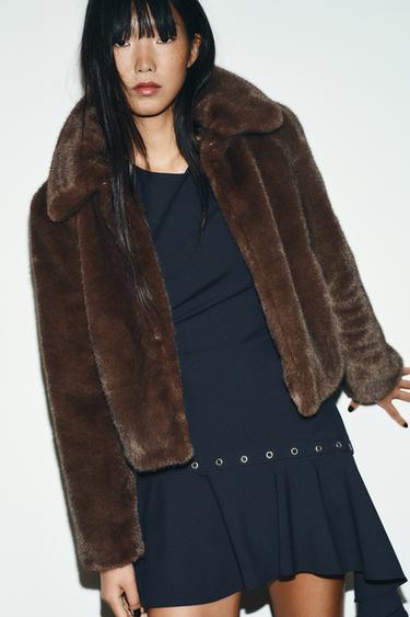 FAUX FUR SHORT COAT WITH TOGGLES - Tobacco by Zara