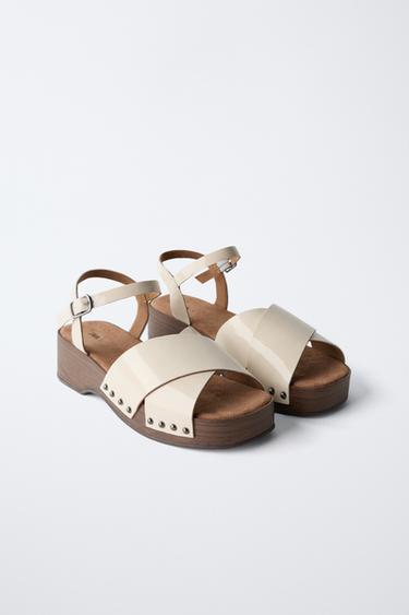 NEUTRAL PATENT-EFFECT CLOGS - Ecru White by Zara