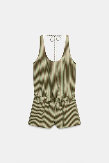 STRIPED PLAYSUIT - Brown / Green by Zara - Image 4