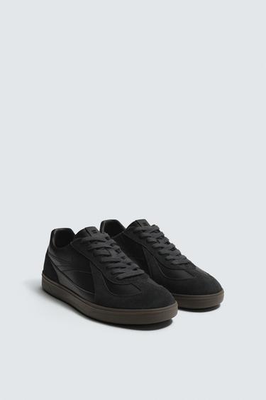 Zara CONTRASTING SOLE SNEAKERS - Black