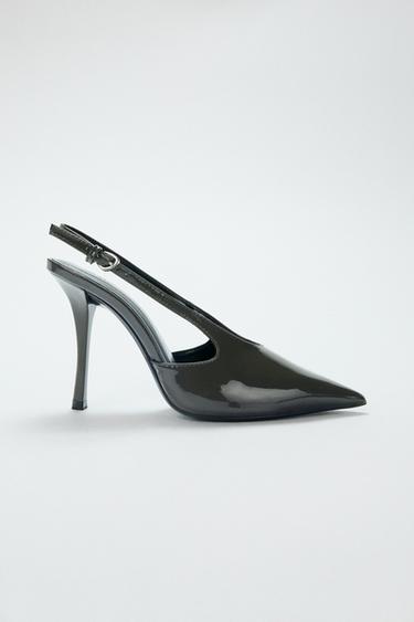 FAUX PATENT SLINGBACK SHOES - Grey by Zara
