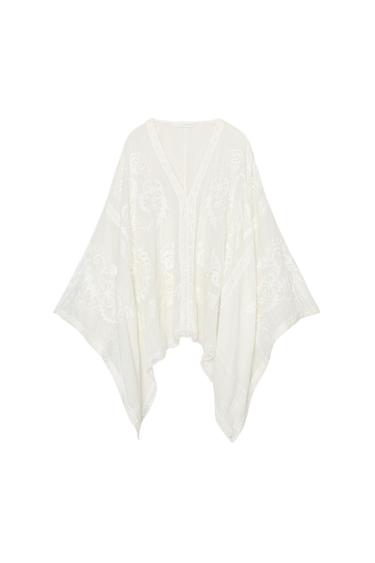 BLUSA CAPA BORDADOS ZW COLLECTION - Crudo de Zara