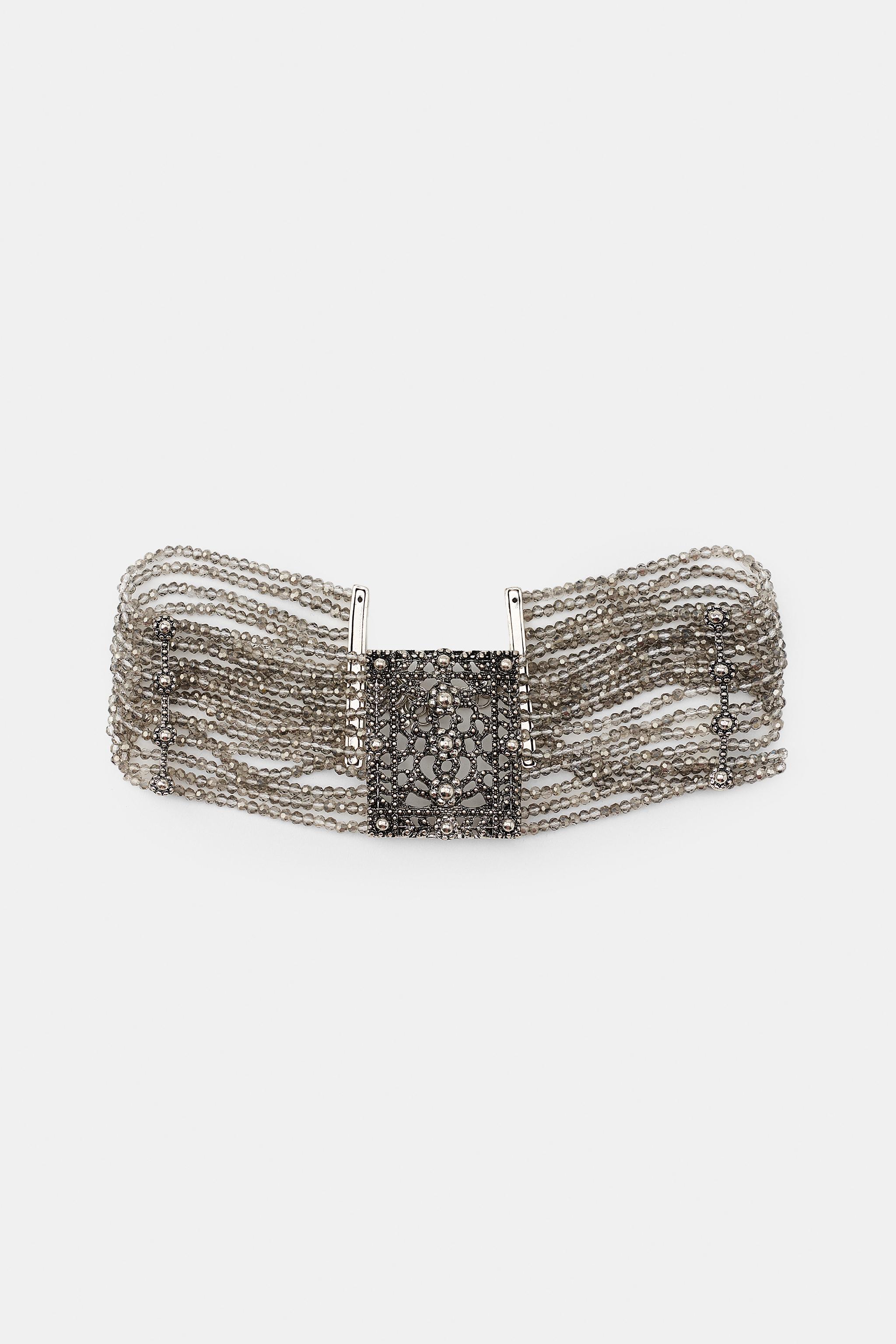 Женские аксессуары Zara FLORAL BEADED CHOKER NECKLACE — фото 4