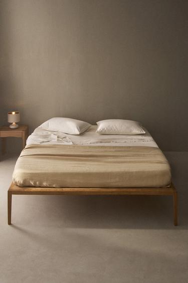 Zara WOODEN BED FRAME - Light beige - Image 0