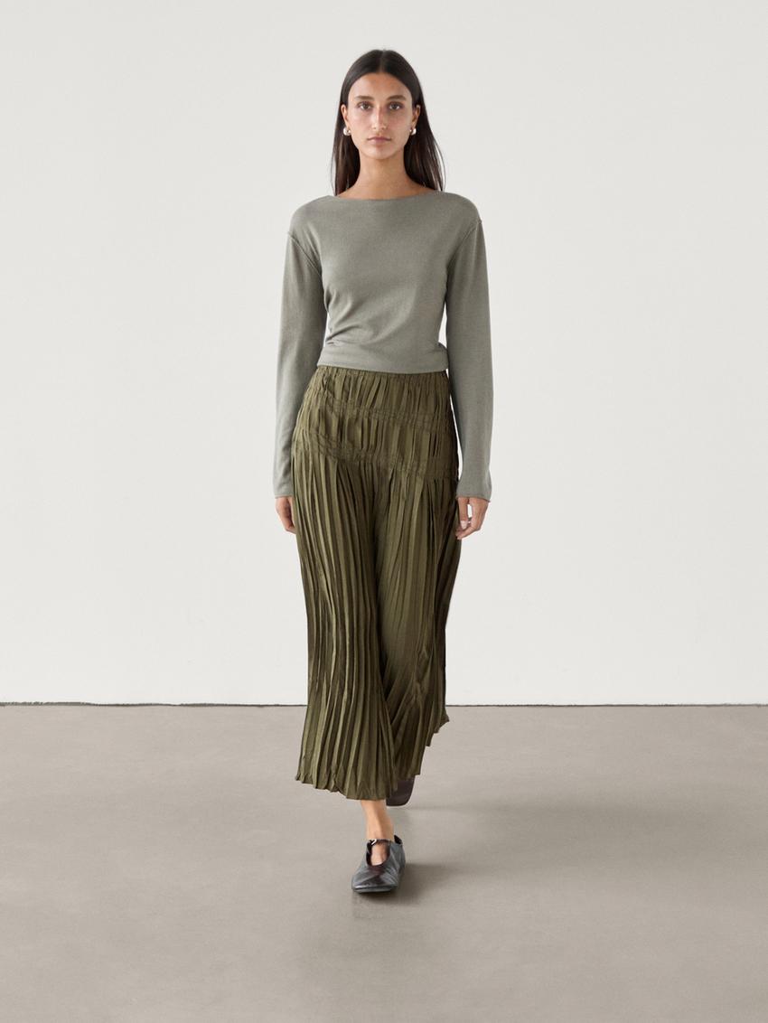 Zara Falda PantalÃ³n Plisada Falda Plisada Verde Zara Zara Falda
