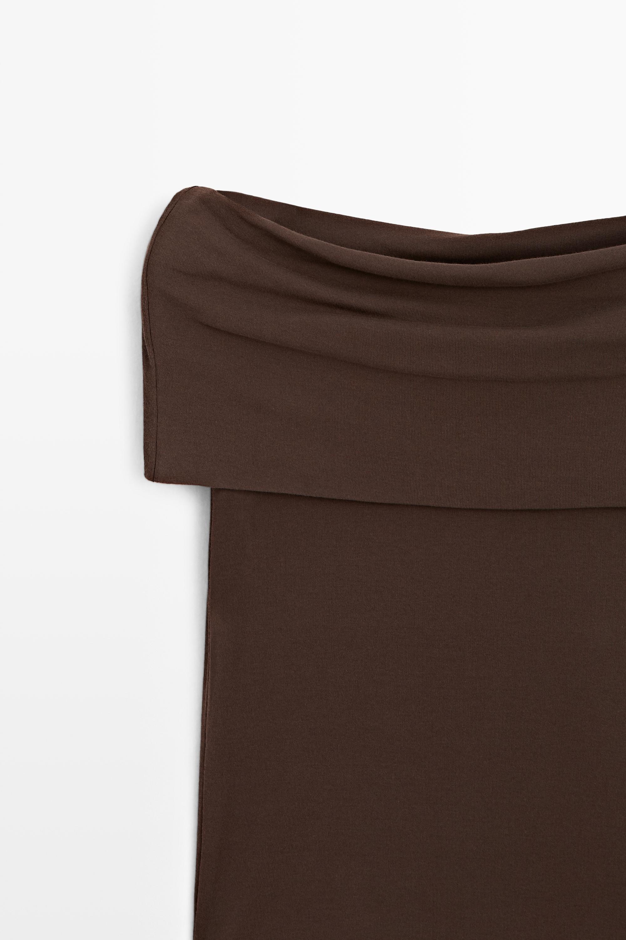 Cotton off-the-shoulder top — Brown