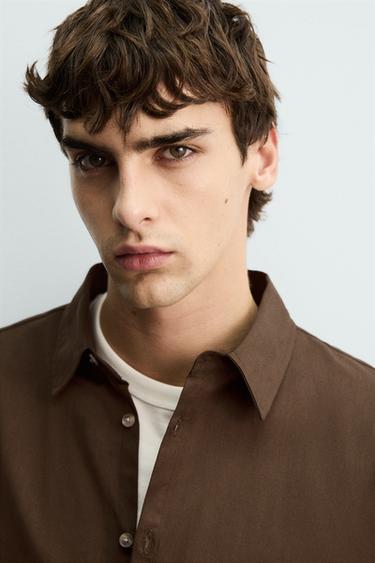 CHEMISE COUPE DÉCONTRACTÉE - Marron clair de Zara - Image 4